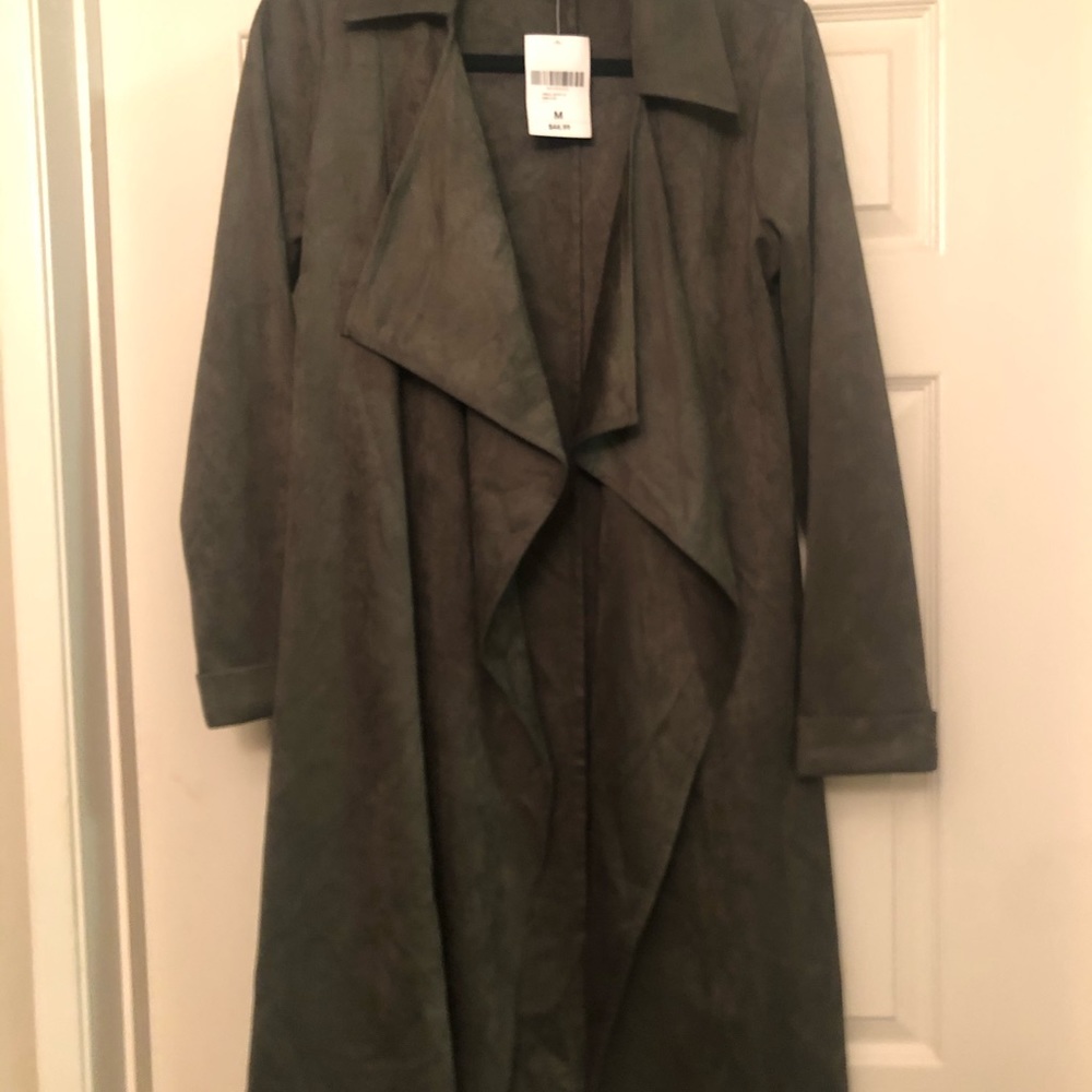 Olive green waterfall jacket/trench